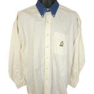 Chaps Ralph Lauren Denim Shirt Vintage 90s Colorblock Streetwear Mens Size Large
